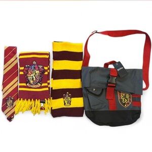 Gryffindor Tie, Scarf, and Hogwarts messenger Bag Set
